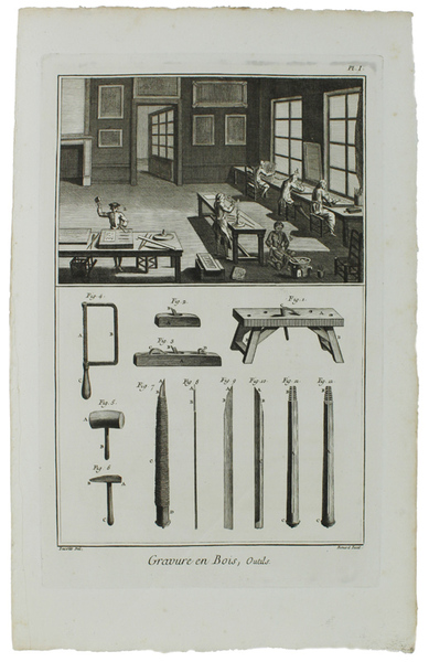 GRAVURE EN BOIS. Contenant trois planches. "Recueil de planches sur …