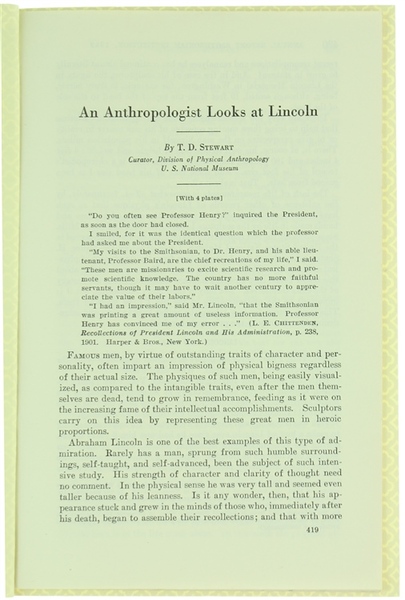 AN ANTHROPOLOGIST LOOK AT LINCOLN.