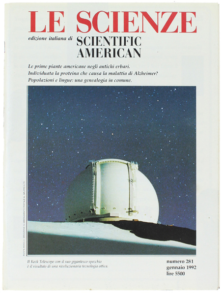 LE SCIENZE N. 281, I/1992: contiene: GENI, POPOLAZIONI E LINGUE.