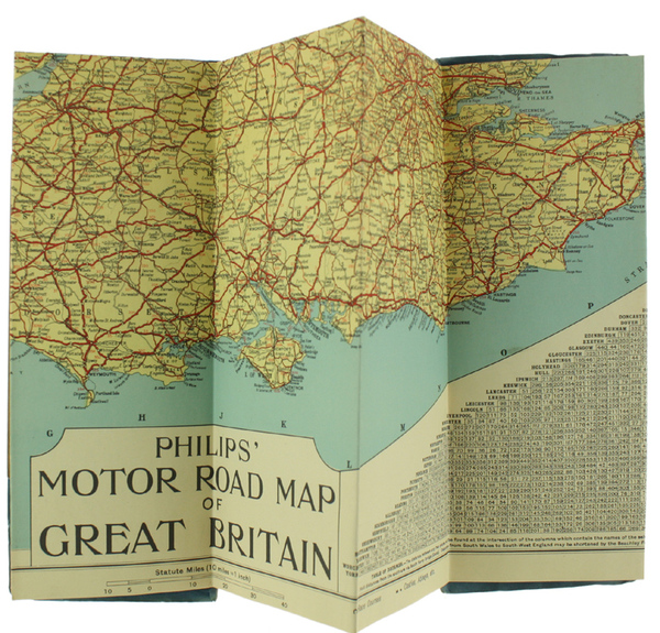 PHILIPS' MOTOR ROAD MAP OF GREAT BRITAIN. Duplex fold for …