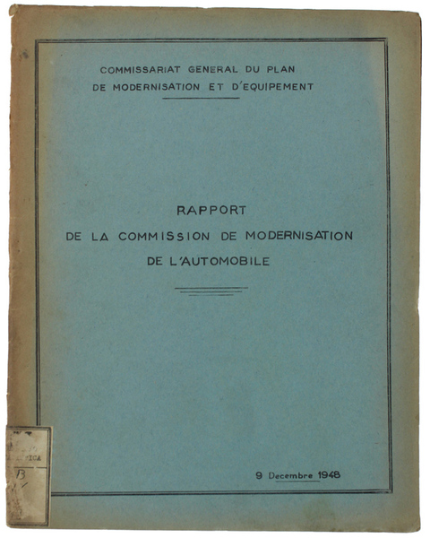 RAPPORT DE LA COMMISSION DE MODERNISATION DE L'AUTOMOBILE. 9 décembre …