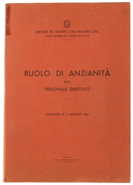 RUOLO DI ANZIANITA' DEL PERSONALE DIRETTIVO. Situazione al 1° gennaio …