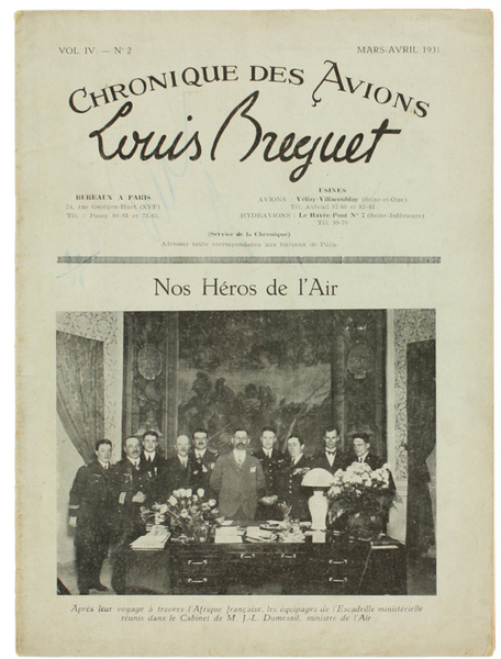 CHRONIQUE DES AVIONS LOUIS BREGUET. NOS HEROS DE L'AIR. Vol.IV …