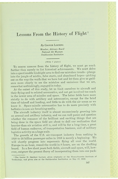 LESSONS FROM THE HISTORY OF FLIGHT.