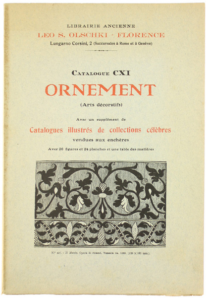 ORNEMENT (Arts décoratifs). Catalogue CXI - Avec un supplément de …