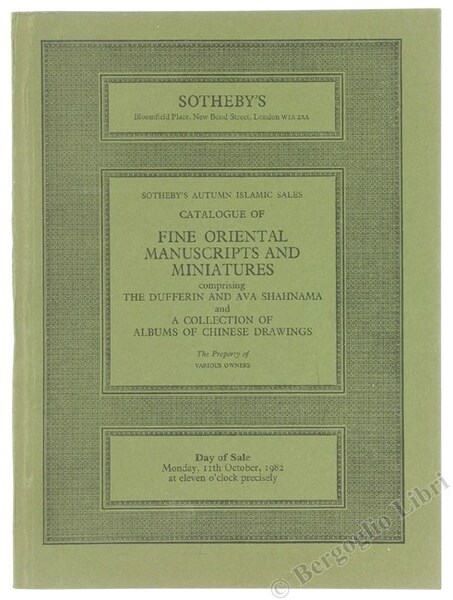 CATALOGUE OF ORIENTAL MANUSCRIPTS AND MINATURES. Date of Sale Monday …