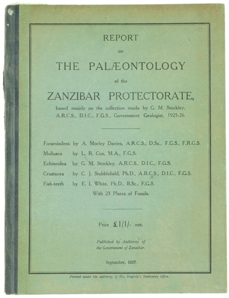 REPORT ON THE PALAEONTOLOGY OF THE ZANZIBAR PROTECTORATE based mainly …