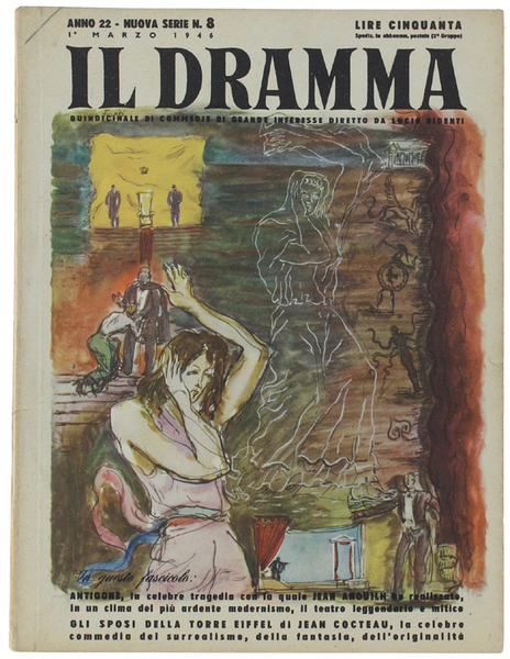 IL DRAMMA N. 8, marzo 1946. Copertina originale di Enzo …