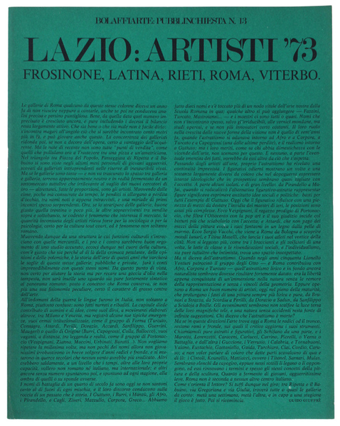 LAZIO: ARTISTI '73. Bolaffiarte - Pubblinchiesta N.13