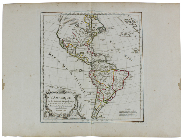 L'AMERIQUE. [Original copper engraved map, 1778]