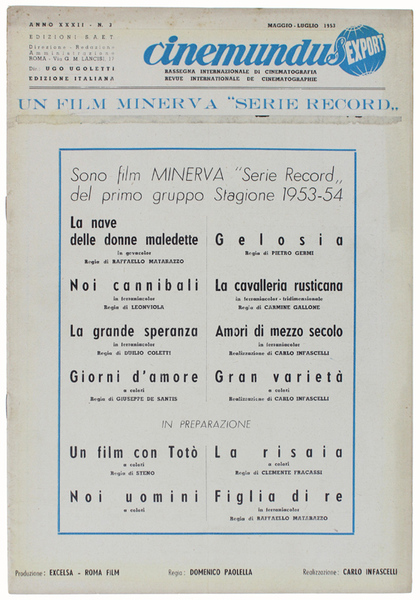 CINEMUNDUS EXPORT n. 3 maggio/luglio 1953.