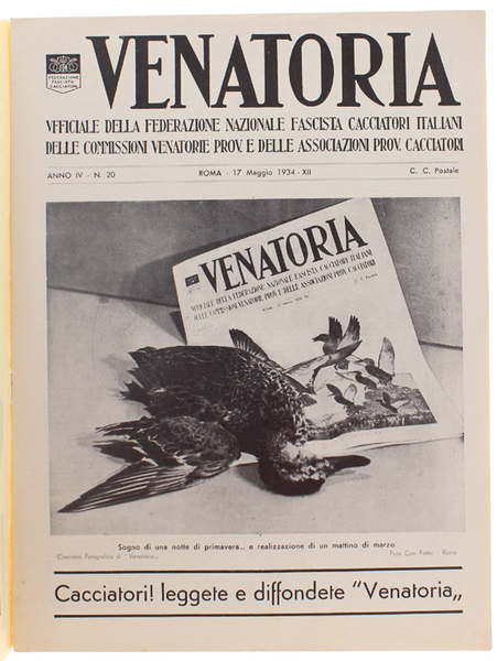 VENATORIA. Anno 1934 (anno IV). [controllare disponibilità, prezzo per numero, …