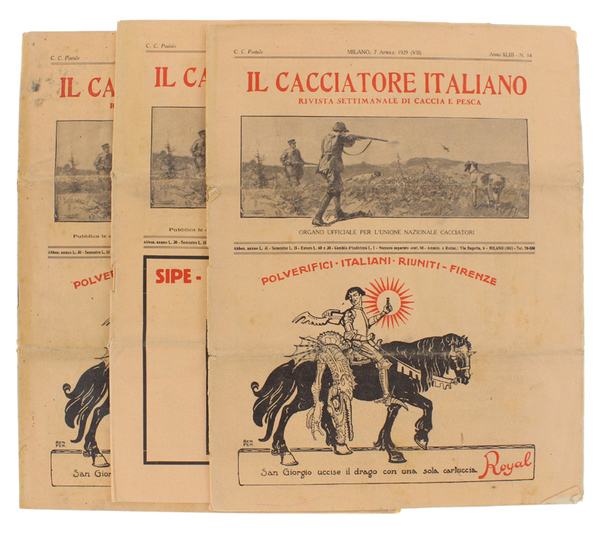 IL CACCIATORE ITALIANO. ANNO 1929 - Numeri 14, 25, 39.