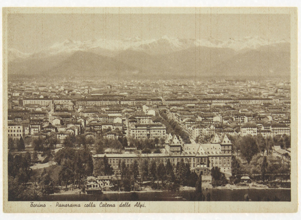 TORINO. Panorama colla catena delle Alpi (Cartolina).