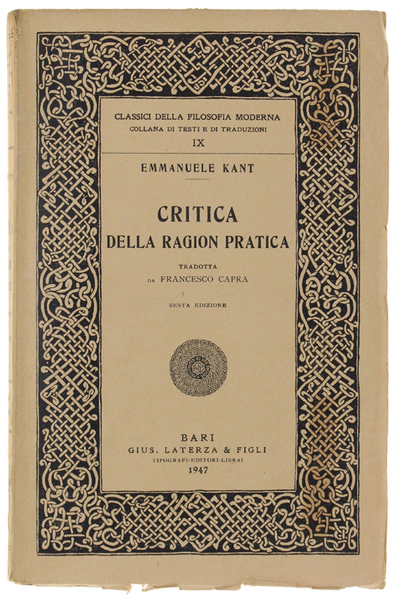 CRITICA DELLA RAGION PRATICA.