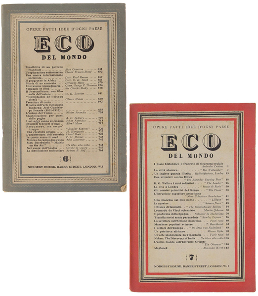ECO DEL MONDO. Opere fatti idee d'ogni paese. Volume 1 …