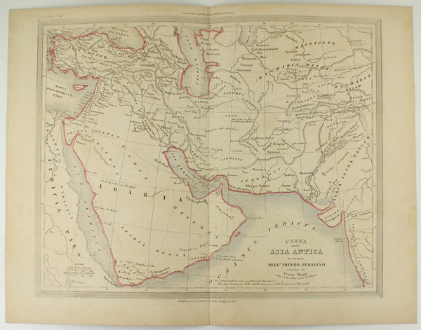 CARTA DELL'ASIA ANTICA AI TEMPI DELL'IMPERO PERSIANO.
