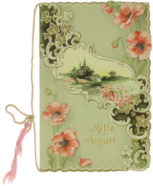 BIGLIETTO DI AUGURI PRIMO '900. Cromolitografia.