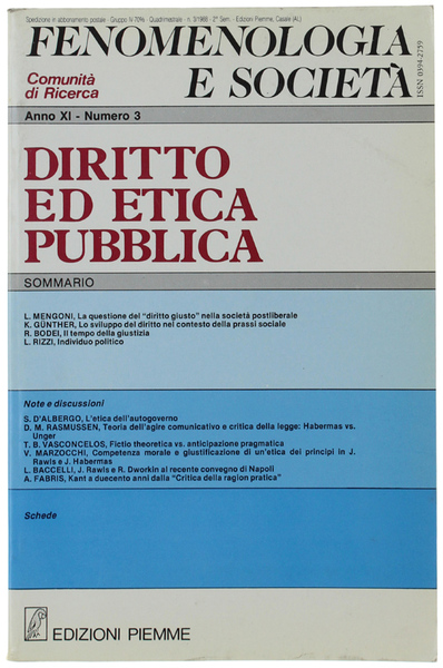 DIRITTO ED ETICA PUBBLICA.