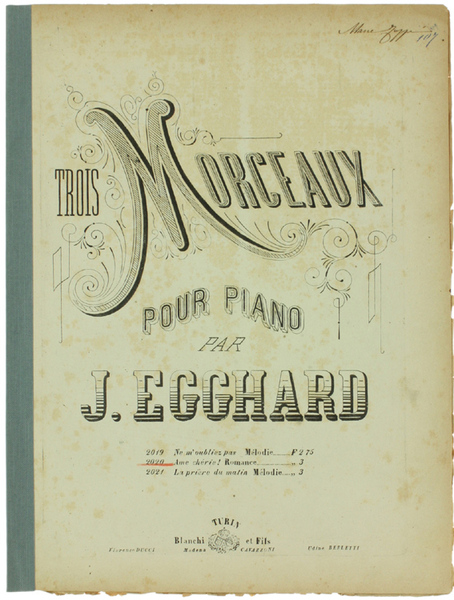 AME CHERIE! Romance. TROIS MORCEAUX pour piano, n.2020. SPARTITO.