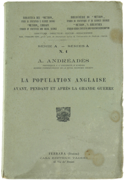 LA POPULATION ANGLAISE AVANT, PENDANT ET APRÉS LA GRANDE GUERRE.