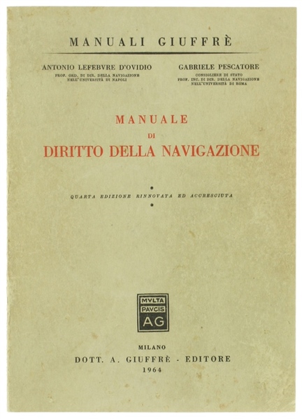 MANUALE DI DIRITTO DELLA NAVIGAZIONE.