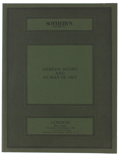 HEBREW BOOKS AND WORKS OF ART. Days of Sale 12th …