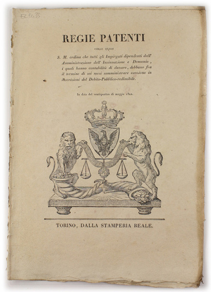 REGIE PATENTI Colle quali S.M. ordina che tutti gli Impiegati …