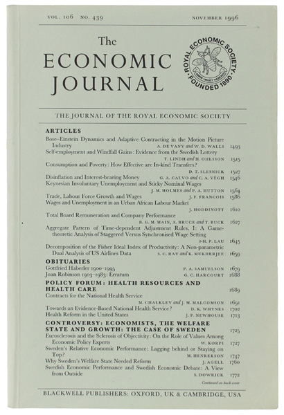 THE ECONOMIC JOURNAL - Vol. 106 No. 439 - November …