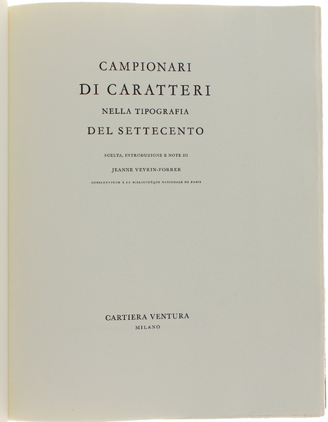 CAMPIONARI DI CARATTERI NELLA TIPOGRAFIA DEL SETTECENTO. Scelta, introduzione e …