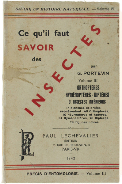 CE QU'IL FAUT SAVOIR DES INSECTES. Volume III: Ortoptères - …