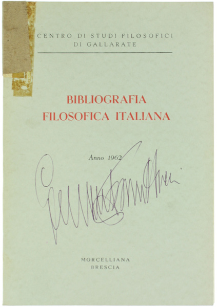 BIBLIOGRAFIA FILOSOFICA ITALIANA - Anno 1962.