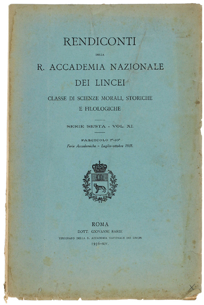 RENDICONTI DELLA R. ACCADEMIA NAZIONALE DEI LINCEI, Classe di Scienze …