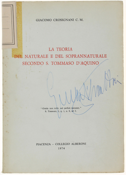 LA TEORIA DEL NATURALE E DEL SOPRANNATURALE SECONDO S.TOMMASO D'AQUINO.