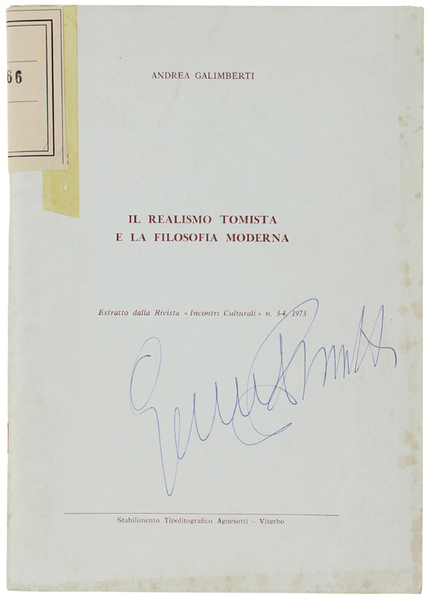 IL REALISMO TOMISTA E LA FILOSOFIA MODERNA. Estratto dalla rivista …