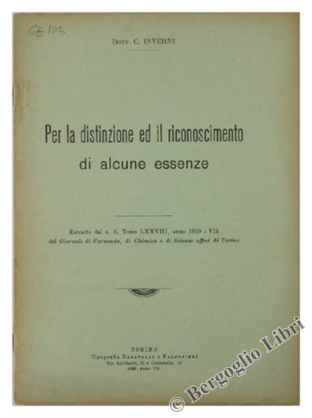 PER LA DISTINZIONE ED IL RICONOSCIMENTO DI ALCUNE ESSENZE.
