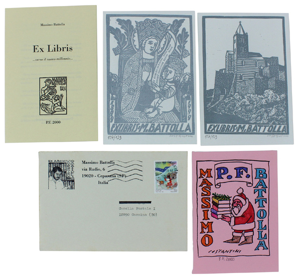 DUE EX LIBRIS PER MASSIMO BATTOLLA - XILOGRAFIE ORIGINALI