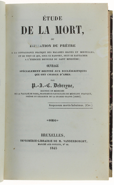 ETUDE DE LA MORT, ou initiation du pretre à la …