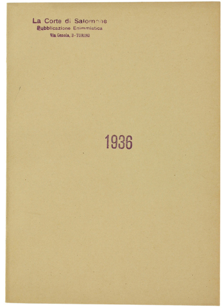 LA CORTE DI SALOMONE. Annata 1936 completa.