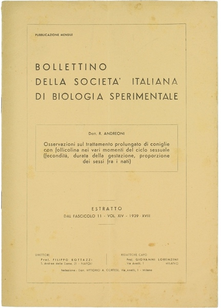 OSSERVAZIONI SUL TRATTAMENTO PROLUNGATO DI CONIGLIE CON FOLLICOLINA NEI VARI …