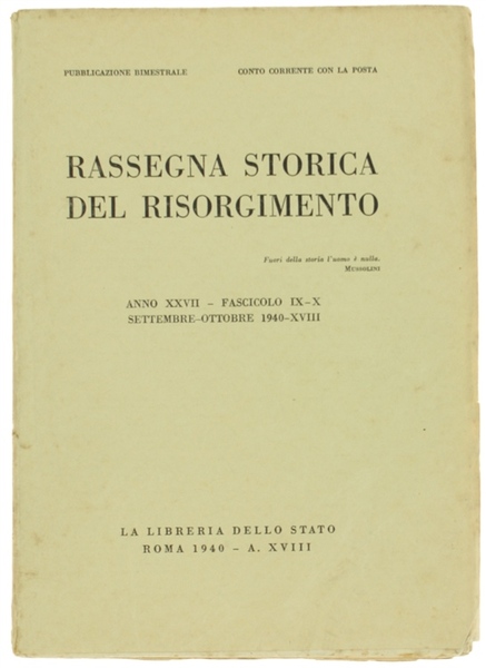 RASSEGNA STORICA DEL RISORGIMENTO. Anno XXVII - Fasc. IX-X Settembre …