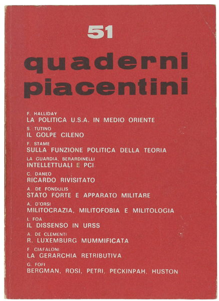 QUADERNI PIACENTINI. N. 51 - Gennaio 1974
