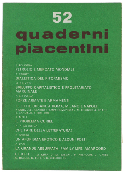 QUADERNI PIACENTINI. N. 52 - Giugno 1974