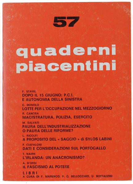QUADERNI PIACENTINI. N. 57 - Novembre 1975