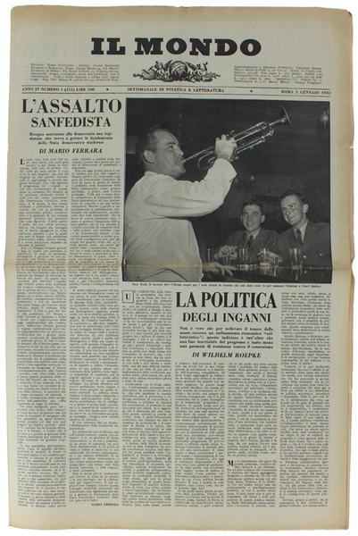 IL MONDO. Annata 1952 completa - Settimanale Politico Economico e …