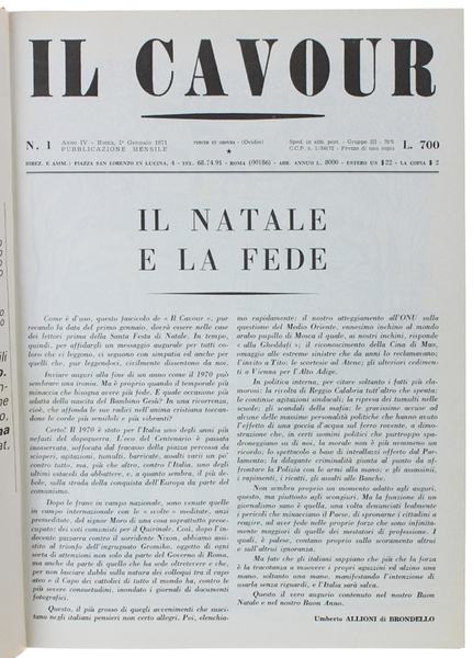 IL CAVOUR. Pubblicazione Mensile. Anno 1971 completo.