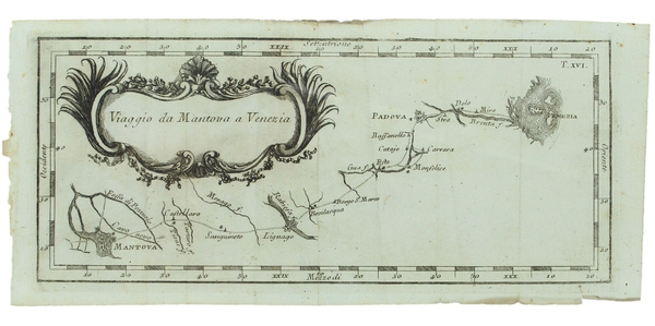 VIAGGIO DA MANTOVA A VENEZIA (incisione originale su rame).
