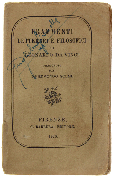 FRAMMENTI LETTERARI E FILOSOFICI DI LEONARDO DA VINCI trascelti dal …