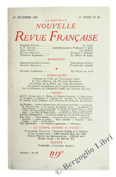 LA NOUVELLE NOUVELLE REVUE FRANÇAISE - Année 1954. Année complète.