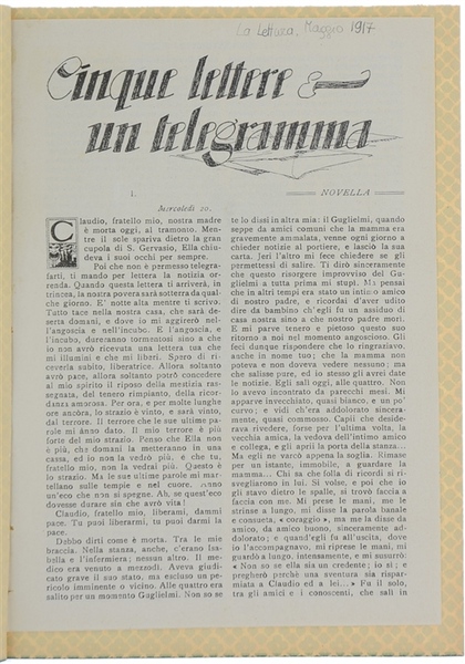 CINQUE LETTERE E UN TELEGRAMMA. Novella. Con 3 illustrazioni di …